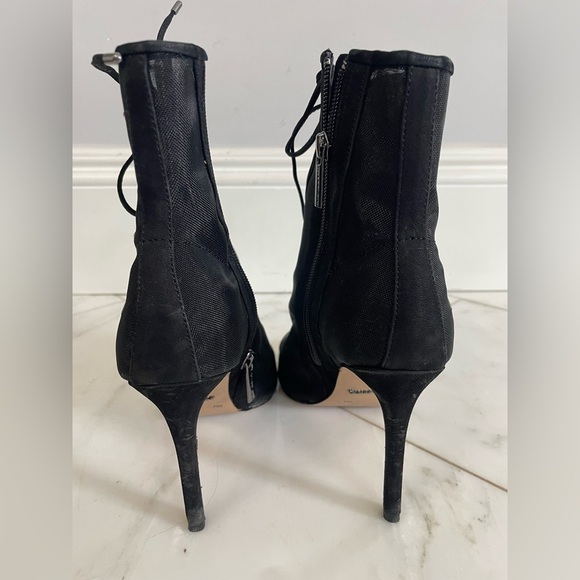 Gianni Bini, 9, mesh and suede embroidered floral peep toe lace up 4” heels - Picture 4 of 10